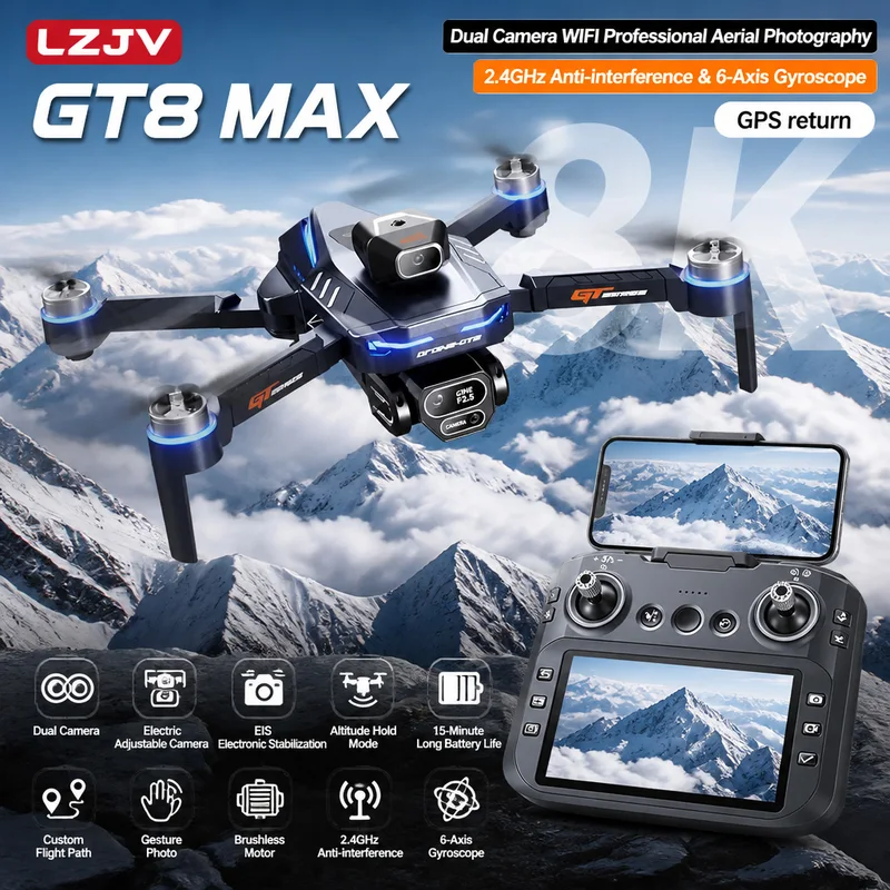 GT8 Max Foldable Drone 8K HD P - огляд і ціна Drone Lidar